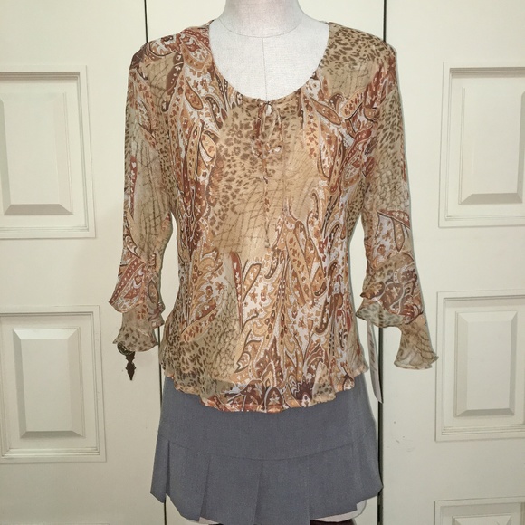 New York City Design Paisley 100% Silk Blouse - Picture 1 of 2